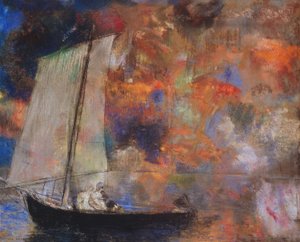 Çiçek Bulutları, c.1903 (kağıt üzerinde pastel) by Odilon Redon