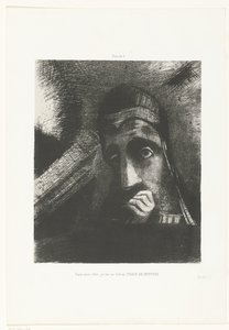 Rüyamda gökyüzünde gizemli bir yüz gördüm Dans mon rêve, je vis au Ciel un VISAGE DE MYSTÈRE (nesne üzerindeki başlık) by Odilon Redon