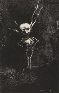 Dallardan Oluşan Labirentte, Soluk Şekil Ortaya Çıktı, levha 2/7 by Odilon Redon