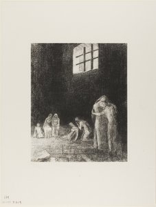 Gölgede İnsanlar Var, Ağlayan ve Dua Eden, Çevrelerinde Kendilerini Teşvik Eden Başkaları, plaka 6/24 by Odilon Redon