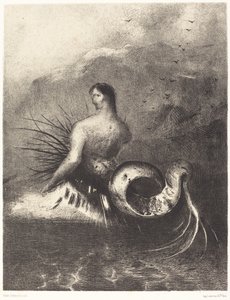 La sirene sortit des flots vetue de dards (Dikenlere bürünmüş Siren, dalgaların arasından çıktı. by Odilon Redon