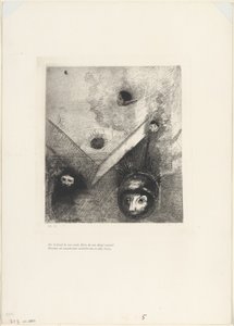 Gecelerimizin Arka Planında Tanrı Bilen Parmağıyla Çok Biçimli Amansız Bir Kabusun İzini Sürer, levha 6/9 by Odilon Redon