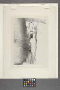 Sonra L'Ange Prit L'Encensoir (çene aplikeli kağıt üzerine litografi) by Odilon Redon