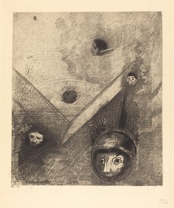 Gecelerimizin arka planında Tanrı, bilen parmağıyla çok biçimli amansız bir kabusun izini sürer. by Odilon Redon