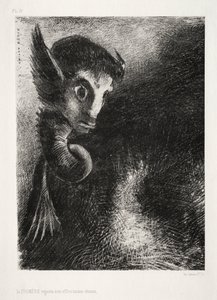 Chimera Her Şeye Korkuyla Baktı by Odilon Redon