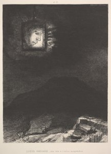 Uzayda asılı duran bir başın belirsiz parıltısı, 1891. by Odilon Redon