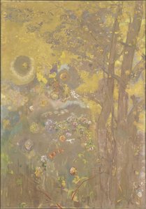Sarı Bir Arka Plan Üzerindeki Ağaçlar, 1901 by Odilon Redon