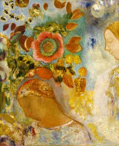 Çiçeklerin Arasında İki Genç Kız, 1912 by Odilon Redon