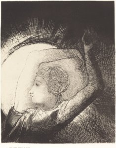 Güneşle giyinmiş bir kadın by Odilon Redon