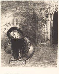Uzun bir krizalit, kanın rengi by Odilon Redon