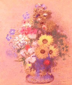 Vazo Çiçek (gemide pastel) by Odilon Redon