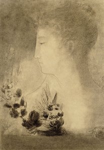Defne Çelengi ile Profildeki Kadın; Defne Çelenkli Kadın Profili, by Odilon Redon