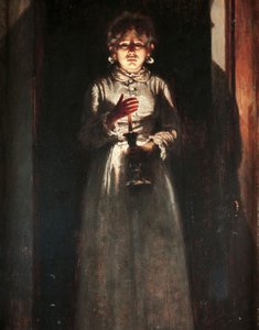 Mumlu Kadın, Odoardo Borrani (1833-1905), Ahşap üzerine yağlıboya, 38,5x25,5 cm