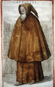 Dini düzen: Capuchin. 16. yüzyıl gravürü.