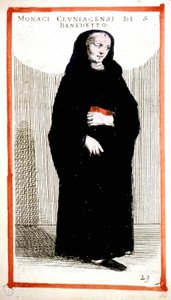 Dini düzen: Cluny Manastırı keşişi (Cluniian). 16. yüzyıl gravürü. O. Fialetti