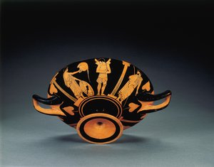 Tavan arası kırmızı figürlü kyliks, MÖ 470 dolayları by Oedipus Painter