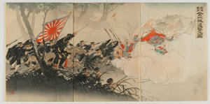 Jinzhou'da savaş, Meiji dönemi, 1894 (renkli tahta baskı) by Ogata Gekko