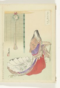 Heian nedime Güzellikler ve Çiçekler Arasındaki Karşılaştırmalar (dizi başlığı) Bijin hana kurabe (nesne üzerinde dizi başlığı) by Ogata Gekko