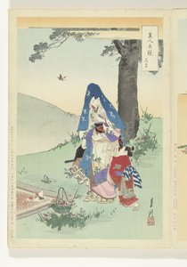 Piknik Güzellikler ve Çiçekler Arasındaki Karşılaştırmalar (dizi başlığı) Bijin hana kurabe (nesne üzerinde dizi başlığı) by Ogata Gekko