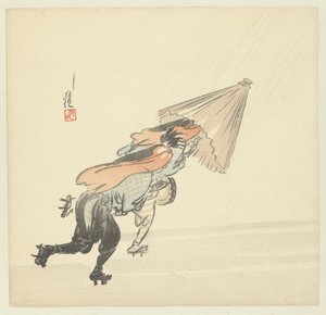 Yağmurda koşan iki müzisyen by Ogata Gekko
