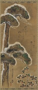 Kar yüklü çam ve çalı, Edo dönemi, 1741 tarihli.