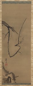 Prunus, asılı parşömen, c.1700 (ipek üzerine mürekkep)