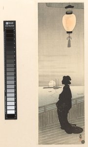 Nezaket op veranda by Ohara Koson