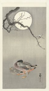 Dolunayda ördekler by Ohara Koson