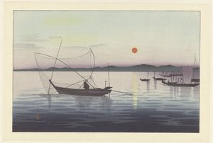 Gün batımında balıkçı tekneleri by Ohara Koson