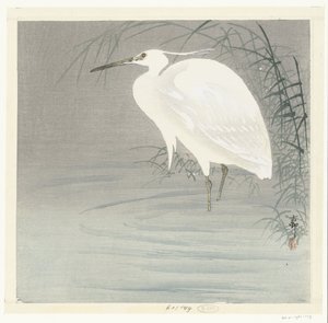 küçük ak balıkçıl by Ohara Koson