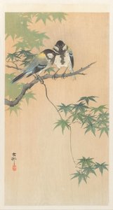 Akçaağaç dalı üzerinde harika memeler by Ohara Koson