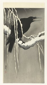 Karlı dalda karga by Ohara Koson