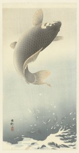 zıplayan sazan by Ohara Koson