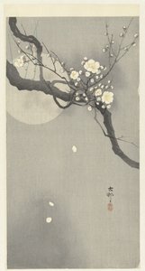 Erik çiçeği ve dolunay by Ohara Koson