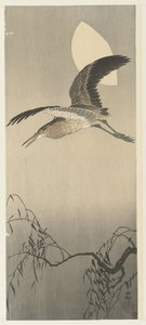 balıkçıl ve ay by Ohara Koson
