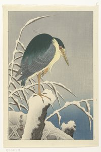 karda balıkçıl by Ohara Koson
