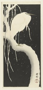 karda balıkçıl by Ohara Koson