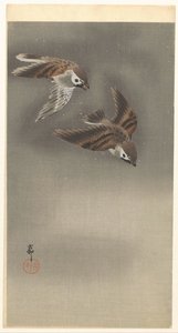 Karda Halka Serçeler by Ohara Koson