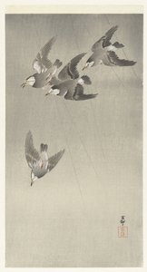 yağmurda starling by Ohara Koson