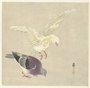 iki güvercin by Ohara Koson