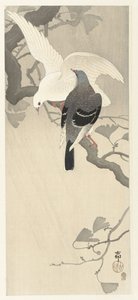 Bir dalda iki güvercin by Ohara Koson