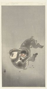 oynayan iki maymun by Ohara Koson