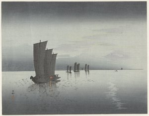 balıkçı teknesi by Ohara Koson
