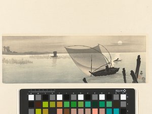 Dolunayda balıkçı tekneleri by Ohara Koson