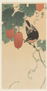 kuş ve hurma by Ohara Koson