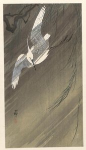 fırtınada ak balıkçıl by Ohara Koson