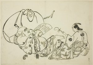 Hotei Kitap Okumak, hayır. 12 baskılık bir diziden 11 by Okumura Masanobu