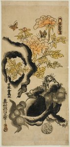 Aslan ve Şakayık by Okumura Masanobu