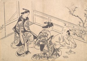 Aktör Ichimura Takenojo Balkonda Yatarken, ca. 1715., yaklaşık 1715. by Okumura Masanobu