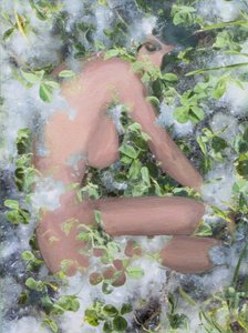 Nudo su polline, 2021 (tuval üzerine karışık teknik) by Olivia Gozzano